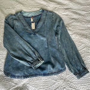 Anthropologie Faux Denim Top